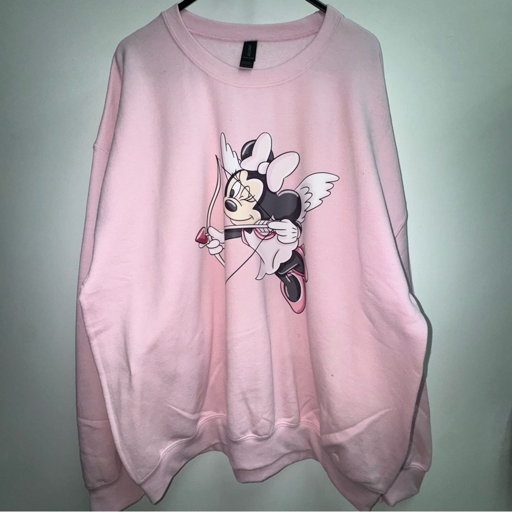 Pink Minnie Mouse Cupid Graphic Crewneck Sweatshirt